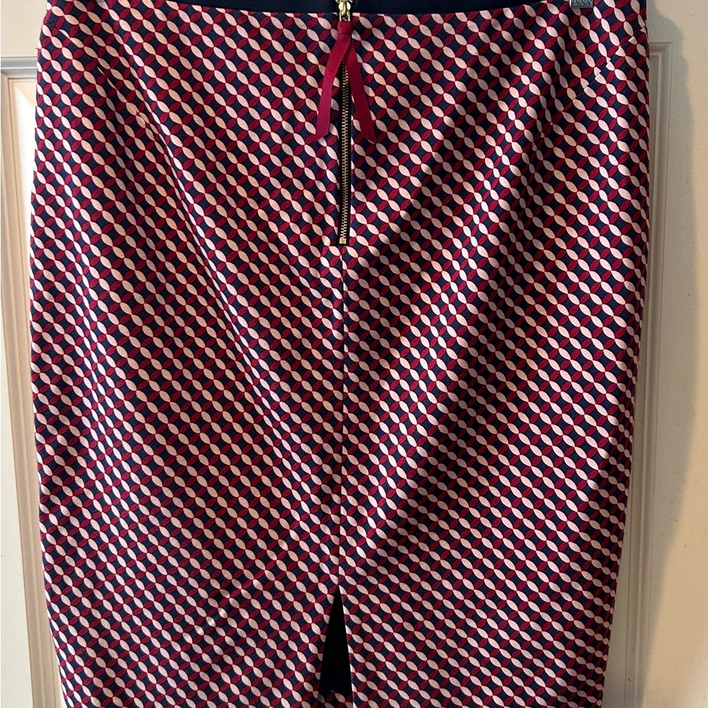 Boden Pink and Blue Patterned Pencil Skirt - Picture 6 of 10
